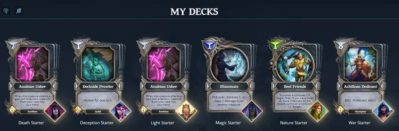 Gods Unchained Deck Cards