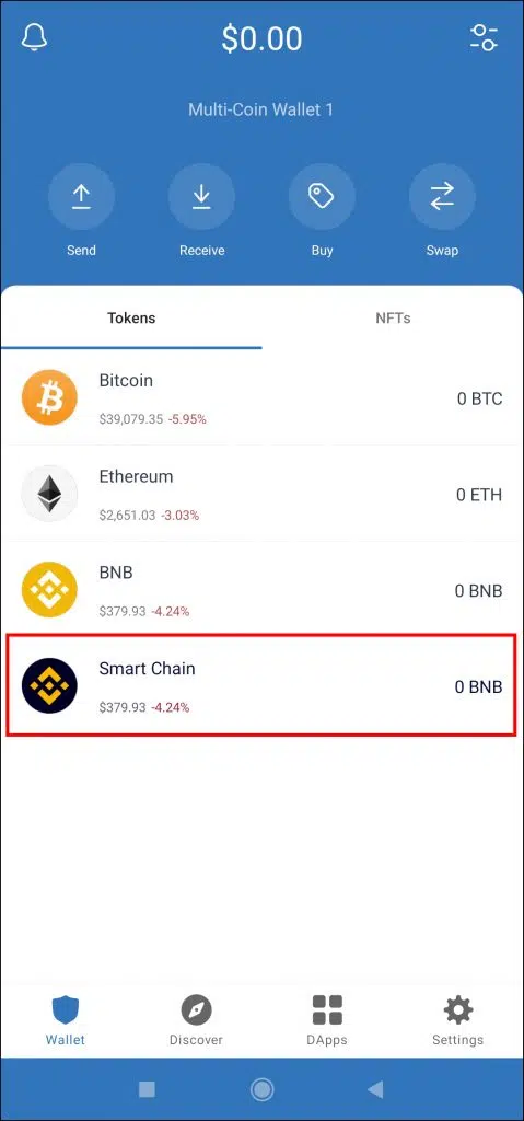 Switch to the Smart Chain BNB Version