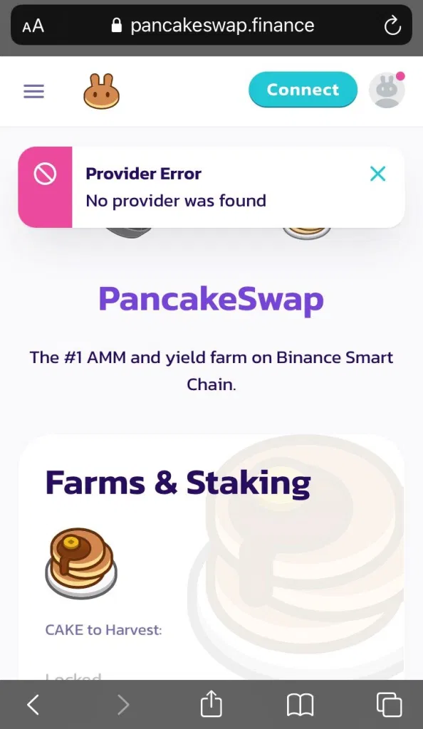 no-provider-was-found-pancakeswap