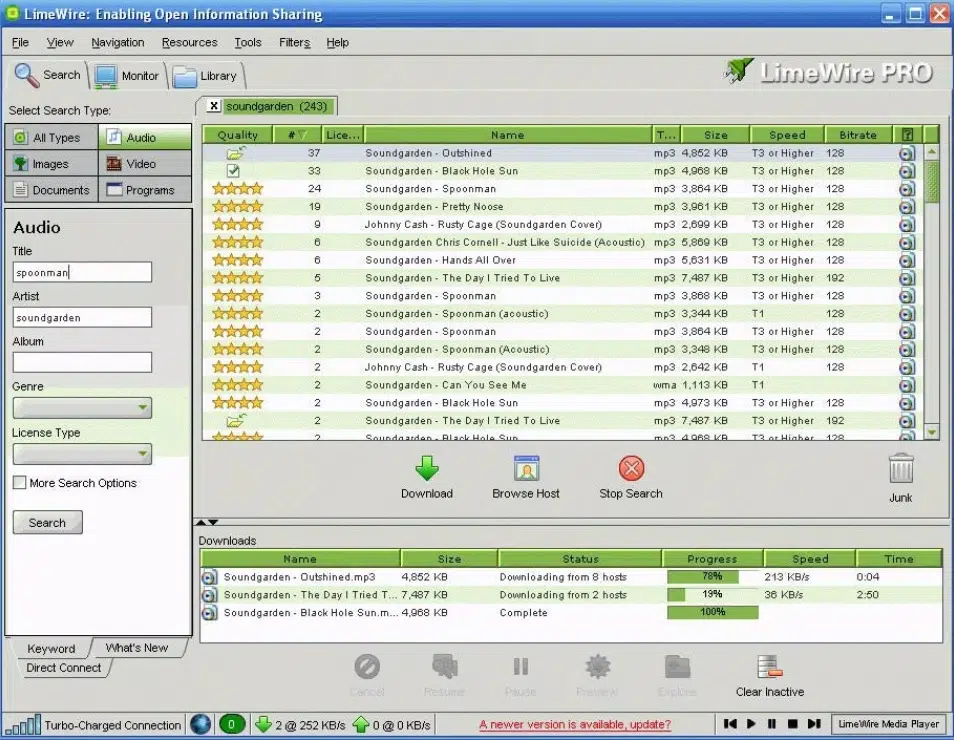 LimeWire old version interface