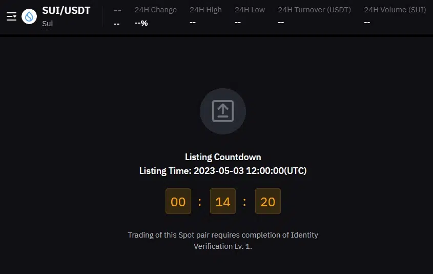 SUI's listing countdown Source: Bybit